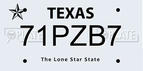71PZB7 Texas License Plate