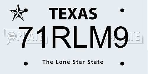 71RLM9 Texas License Plate