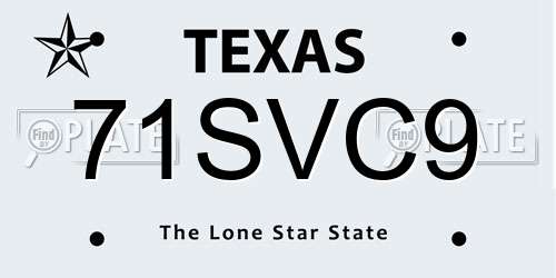71SVC9 Texas License Plate