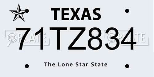 71TZ834 Texas License Plate