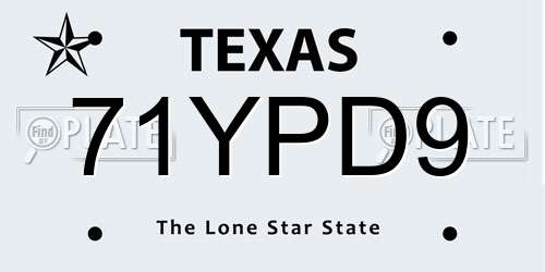 71YPD9 Texas License Plate