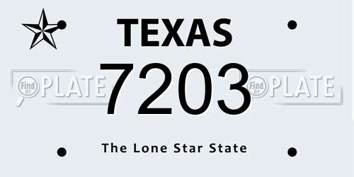 7203 Texas License Plate