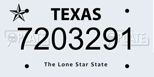 7203291 Texas License Plate