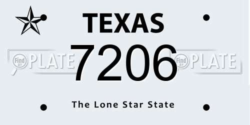 7206 Texas License Plate