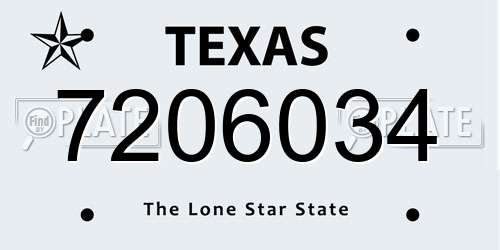 7206034 Texas License Plate