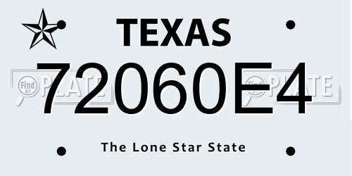 72060E4 Texas License Plate