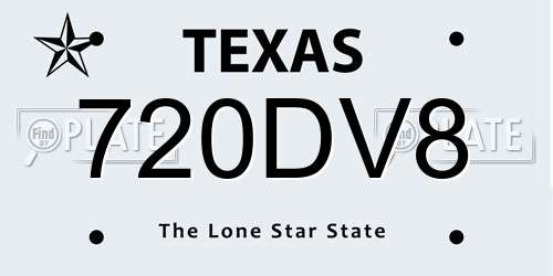 720DV8 Texas License Plate