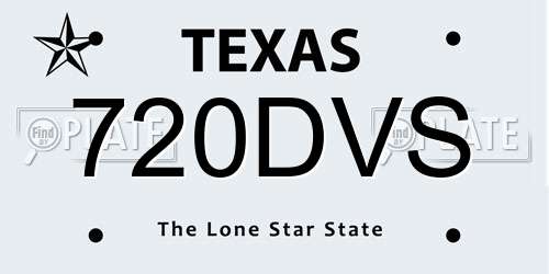 720DVS Texas License Plate
