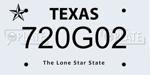 720G02 Texas License Plate
