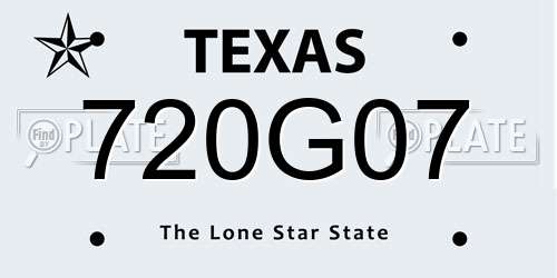 720G07 Texas License Plate