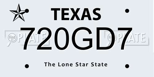 720GD7 Texas License Plate
