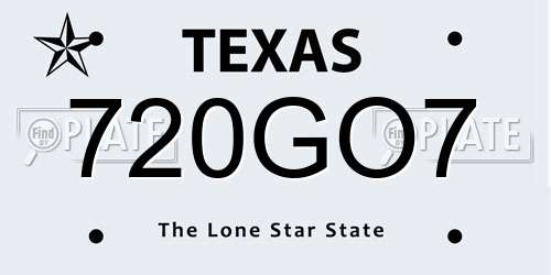 720GO7 Texas License Plate