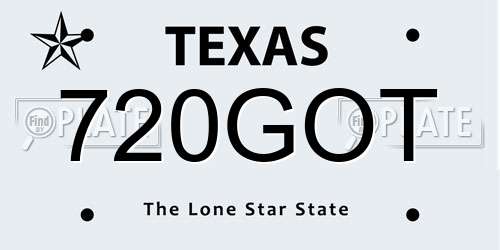 720GOT Texas License Plate