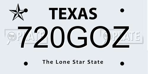 720GOZ Texas License Plate