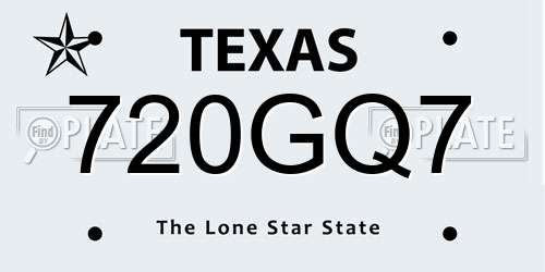 720GQ7 Texas License Plate