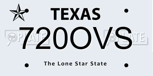 720OVS Texas License Plate