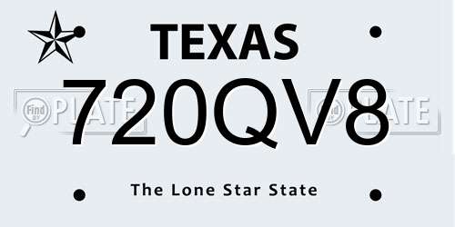 720QV8 Texas License Plate