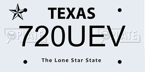 720UEV Texas License Plate