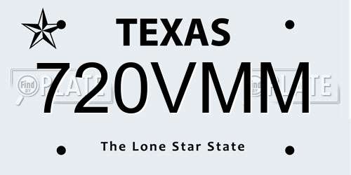 720VMM Texas License Plate