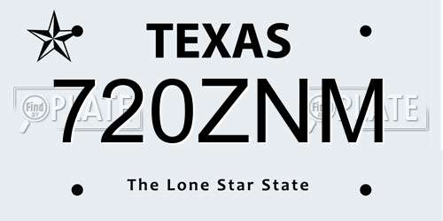 720ZNM Texas License Plate