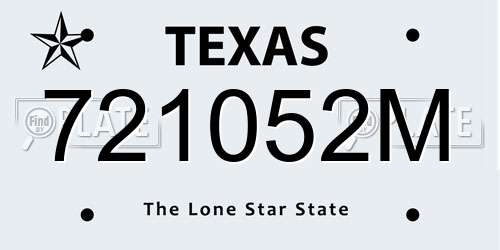 721052M Texas License Plate