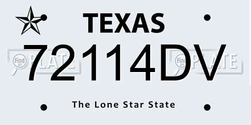 72114DV Texas License Plate
