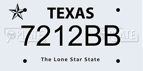 7212BB Texas License Plate