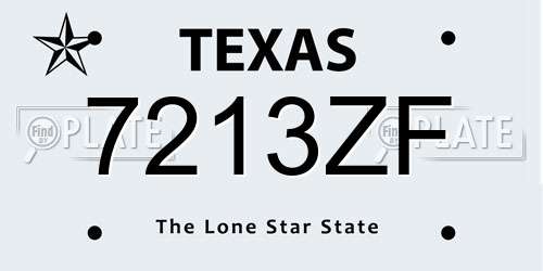 7213ZF Texas License Plate