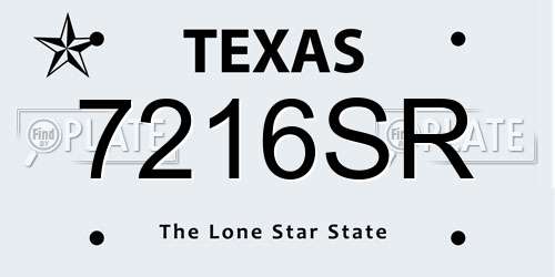 7216SR Texas License Plate