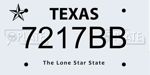 7217BB Texas License Plate