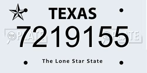 7219155 Texas License Plate