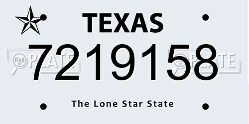 7219158 Texas License Plate