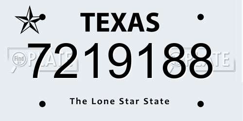 7219188 Texas License Plate