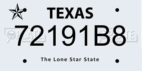 72191B8 Texas License Plate
