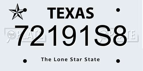 72191S8 Texas License Plate