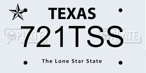 721TSS Texas License Plate