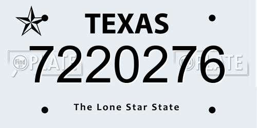 7220276 Texas License Plate
