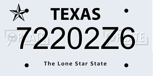 72202Z6 Texas License Plate