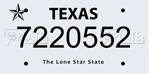 7220552 Texas License Plate