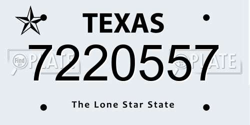 7220557 Texas License Plate
