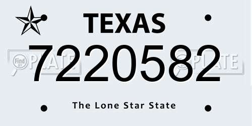 7220582 Texas License Plate