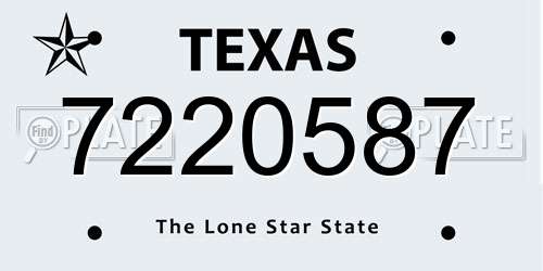 7220587 Texas License Plate