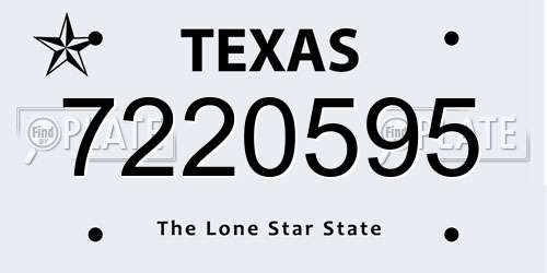 7220595 Texas License Plate