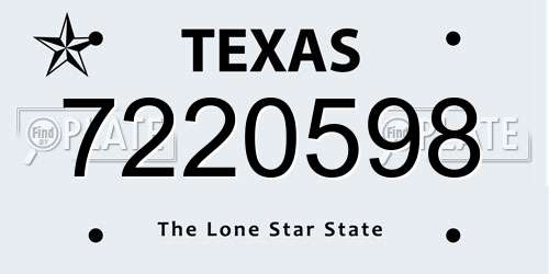 7220598 Texas License Plate