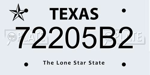 72205B2 Texas License Plate