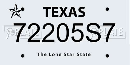 72205S7 Texas License Plate
