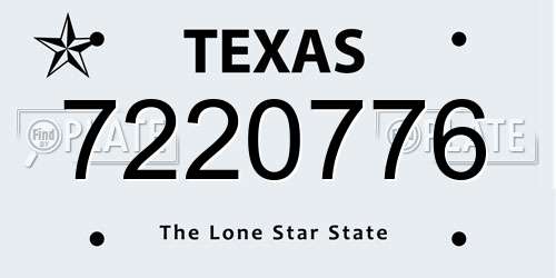 7220776 Texas License Plate