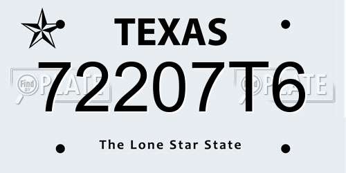 72207T6 Texas License Plate