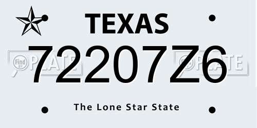 72207Z6 Texas License Plate