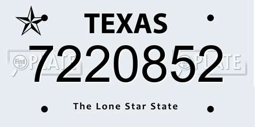 7220852 Texas License Plate